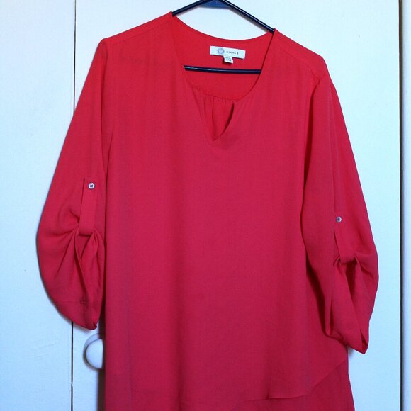 John Paul Richard - Christina B. XL Petal-bottom Layered Top in Dark Salmon - Picture 1 of 9